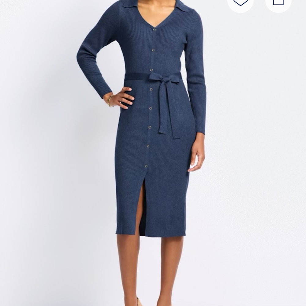 Chic Long Sleeve Knit Dress in Navy